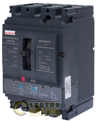 Силовий автоматичний вимикач Enext i091009 e.industrial.ukm.250R.250 з регулюванням 3р 250А