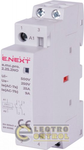 Модульний контактор Enext p005201 e.mc.pro.2.25.2NO 2р 25А 2NO 220В