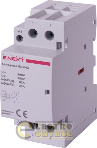 Модульный контактор Enext p005218 e.mc.pro.2.63.2NO 2р 63А 2NO 220В