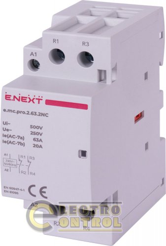 Модульний контактор Enext p005229 e.mc.pro.2.63.2NC 2р 63А 2NC 220В