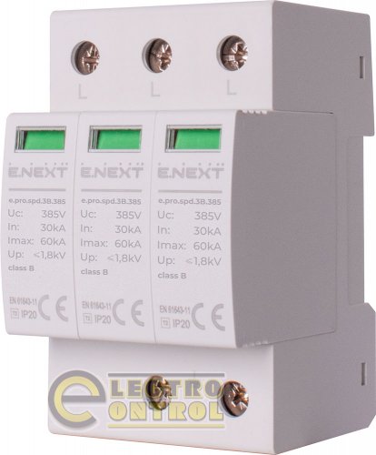 Пристрій для захисту від імпульсних перенапруг Enext p076003 e.pro.spd.3B.385 3P клас В