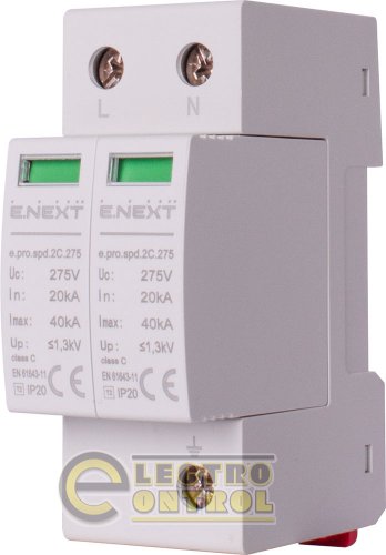Устройство для защиты от импульсных перенапряжений Enext p076006 e.pro.spd.2С.275 2P класс С