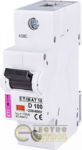 Автоматический выключатель ETI ETIMAT 10 1p D 100А AC 2151732