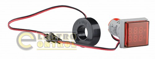 Светосигнальная арматура АСКО A0190010198 с индикатором напряжения (АС) и тока серии U-ADM-VA ᴓ22мм квадратная красная