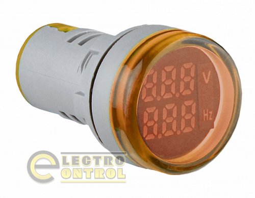 Светосигнальная арматура АСКО A0190010180 с индикатором напряжения (АС) и частоты серии U-ADM-VHz ᴓ22мм круглая жёлтая