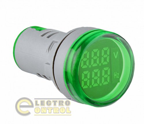 Светосигнальная арматура АСКО A0190010179 с индикатором напряжения (АС) и частоты серии U-ADM-VHz ᴓ22мм круглая зелена