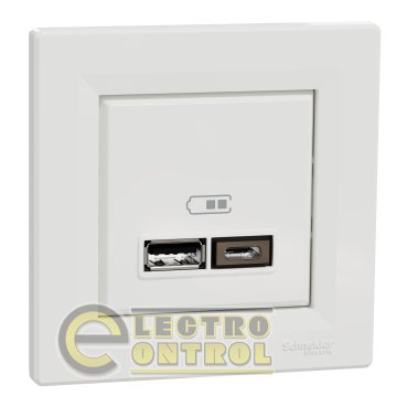 USB розетка Schneider Electric EPH2700321 Asfora тип А+С 2,4 А біла