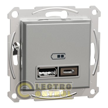USB розетка Schneider Electric EPH2700361 Asfora тип А+С 2,4 А алюміній