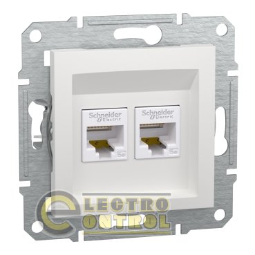 Розетка Schneider Electric EPH4470121 Asfora 2хRJ45 UTP 5E белая без рамки