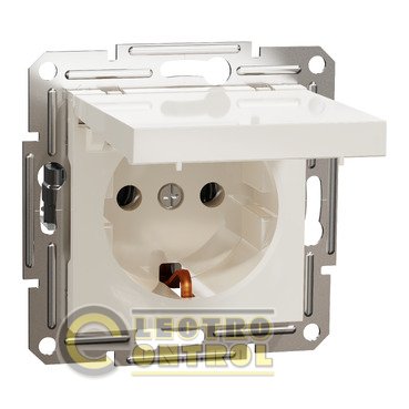 Розетка Schneider Electric EPH3170123 Asfora с заземлением и крышкой кремовая без рамки