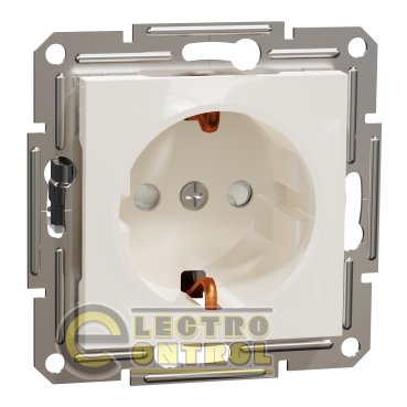 Розетка Schneider Electric EPH2970223 Asfora с заземлением и шторками кремовая без рамки