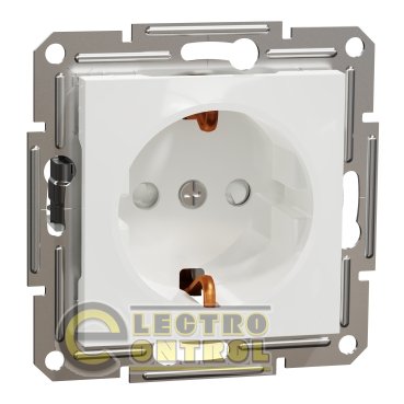 Розетка Schneider Electric EPH2970221 Asfora с заземлением и шторками белая без рамки