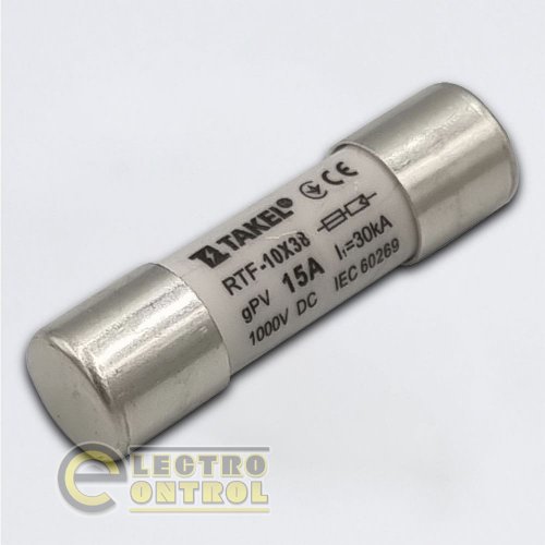 Плавка вставка запобіжника Takel 514755 RTF 10х38 15А 1000V DC 30kA