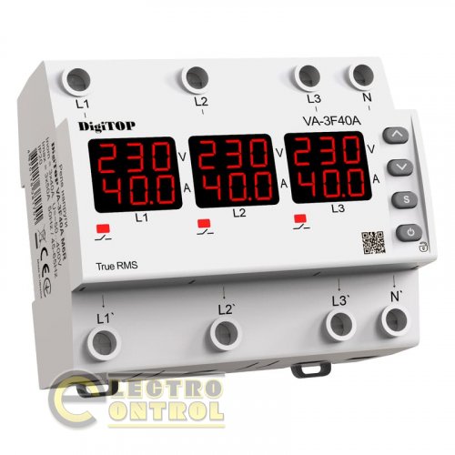 Реле напряжения DigiTop с контролем тока VA-3F40A M6R