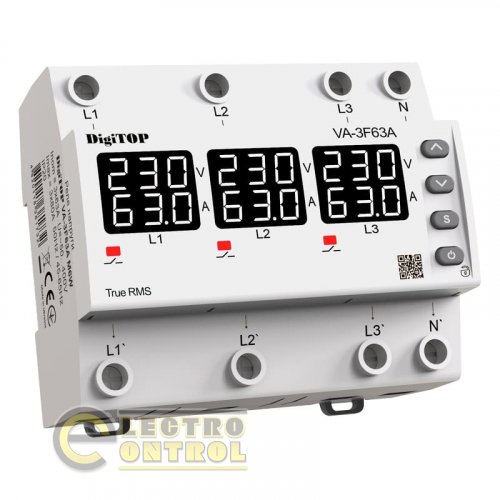 Реле напряжения DigiTop с контролем тока VA-3F63A M6W