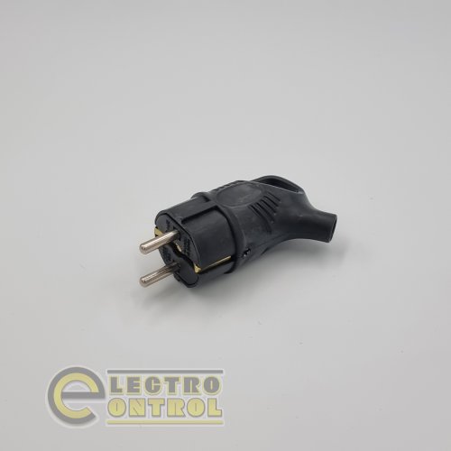 Вилка Takel 503352 каучукова кутова з вухом RPAEB чорна 2Р+РЕ IP44