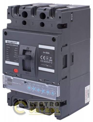 Силовой автоматический выключатель Enext p087001 e.pro.ukm.125Re.63 с электронным расцепителем 3р 63А