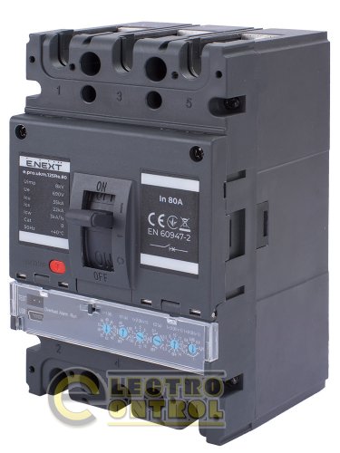 Силовий автоматичний вимикач Enext p087002 e.pro.ukm.125Re.80 з електронним розчіплювачем 3р 80А