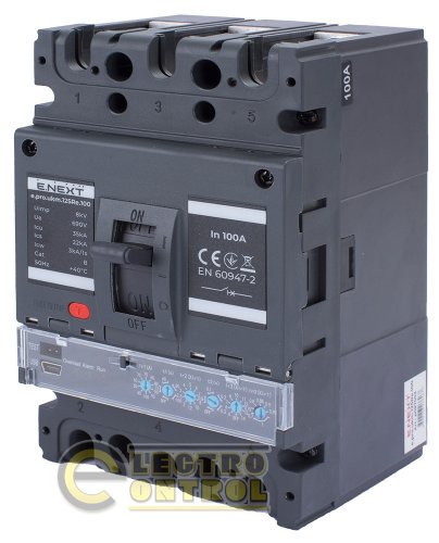 Силовой автоматический выключатель Enext p087003 e.pro.ukm.125Re.100 с электронным расцепителем 3р 100А