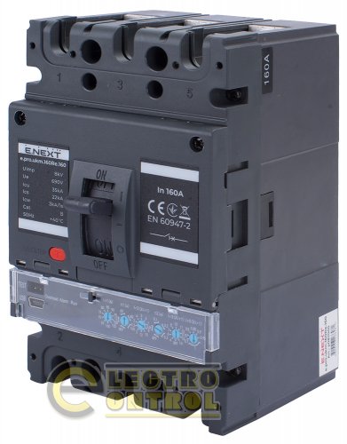 Силовий автоматичний вимикач Enext p087005 e.pro.ukm.160Re.160 з електронним розчіплювачем 3р 160А