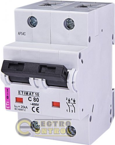 Автоматический выключатель ETI ETIMAT 10 2p C 80А AC 2133731