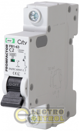 Автоматический выключатель Промфактор CITY FB1CI1002 FB1-63 1P C 2A 6kA