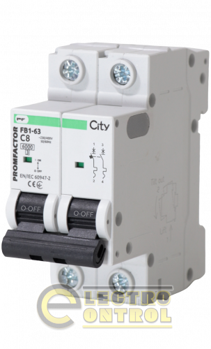 Автоматический выключатель Промфактор CITY FB1CI2008 FB1-63 2P C 8A 6kA