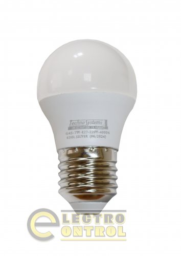 Светодиодная лампа TechnoSystems LED Bulb SILVER 7W TNSy5000601 E27 4000K 630 lm TNSy5000601 G45