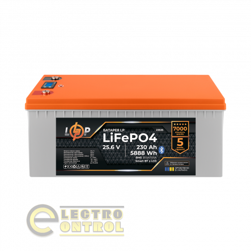 Акумулятор LogicPower LiFePO4 25,6V-230Ah (5888Wh) (BMS 200A/100А) пластик LCD Smart BT