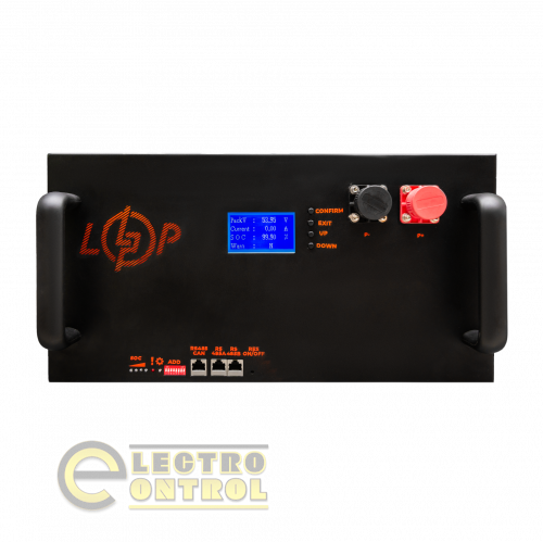 Аккумулятор LogicPower LiFePO4 51,2V-100Ah (5120Wh) (BMS 200A/100А) с LCD металл Smart RM RS485/CAN