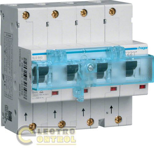 Селективный автоматический выключатель Hager HTN663C на DIN-рейку 3P+N Cs-63A 230/400В 6M Селективный автоматический выключатель Hager HTN663C на DIN-рейку 3P+N Cs-63A 230/400В 6M