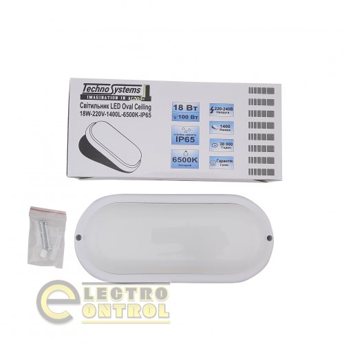 Світильник Technosystems LED 18W Oval Ceiling TNSy5000507 220V 1440lm 6500K IP65
