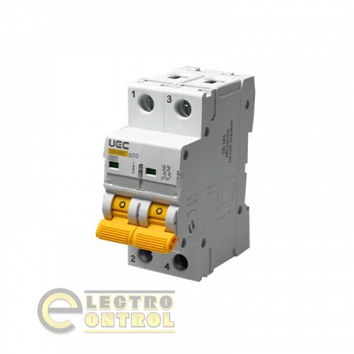 Модульный автоматический выключатель UEC MCB45-2-020-B SB-M8 2P 20A B 4,5кA