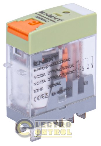 Реле проміжне Enext p091001 e.relay.pro.12.1.230AC 12А 1 група контактів котушка 230В АC