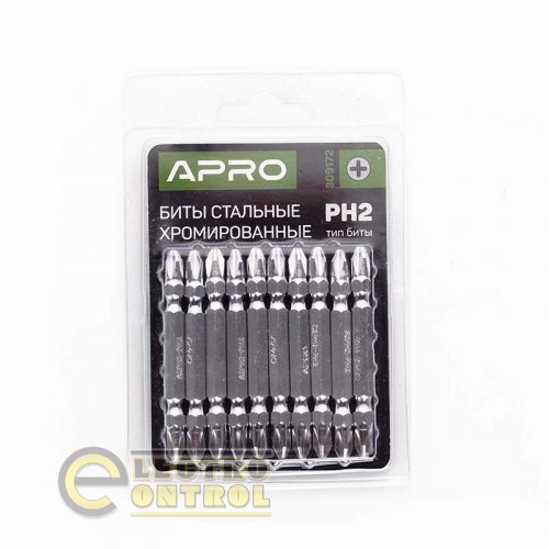 Біта 2-стороння APRO PH2-PH2*65мм 309172 хром (10шт/уп)