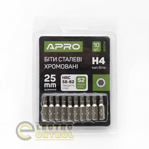 Біта APRO H4*25мм 309114 хром, (10шт/уп)