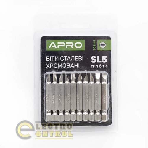 Бита APRO SL5*50мм 309142 хром, (10шт/уп)