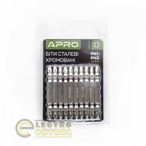 Біта 2-стороння APRO PH1-PH2*65мм 309173 хром, (10шт/уп)