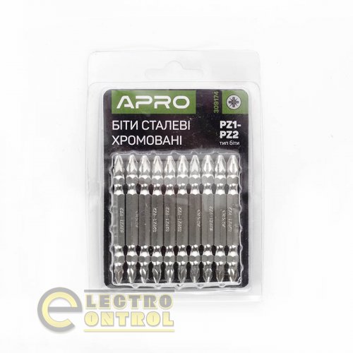 Бита 2-х сторонняя APRO PZ1-PZ2*65мм 309174 хром, (10шт/уп)