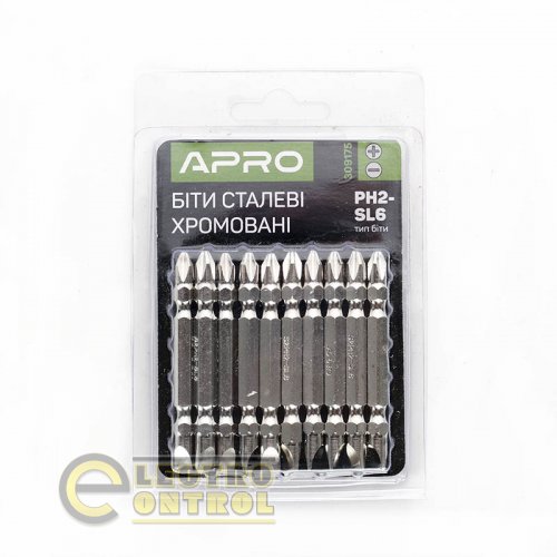 Біта 2-стороння APRO PH2-SL6*65мм 309175 хром, (10шт/уп)