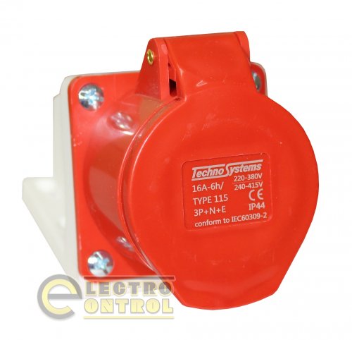 Розетка стационарная Technosystems 115 16А 3Р+PЕ+N TNSy5500408 380В IP44