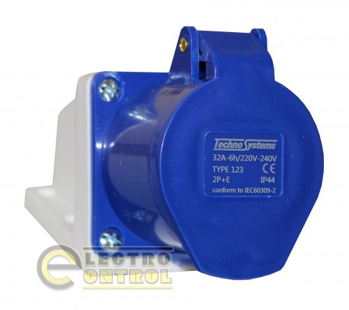 Розетка стационарная Technosystems 123 32А 2Р+PЕ TNSy5500409 220В IP44