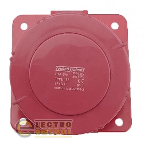 Розетка скрытая Technosystems 435 63А 3Р+PЕ+N TNSy5503702 380В IP67