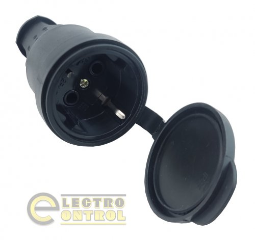 Розетка з захисною кришкою з заземленням переносна Technosystems RUBBER IP44 16А TNSy5000074