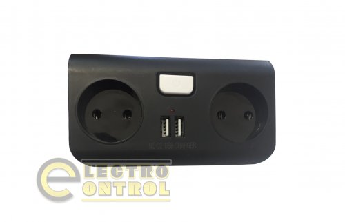 Лінійна подвійна колодка з 2 USB 1A Technosystems 1А TNSy5000916