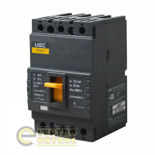 Автоматичний вимикач UEC MCCB-PCB-32-3-0080 PCB32 3Р 80А 25кА