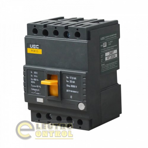 Автоматический выключатель UEC MCCB-PCB-33-3-0080 PCB33 3Р 80А 35кА