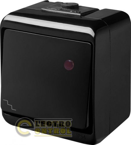 Выключатель ETI 4668088 "лестничный" с подсветкой VHE-3L-BL чёрный IP54