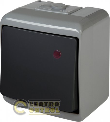 Выключатель ETI 4668102 1-клавишный с подсветкой VHE-1L-SRG серо-графитовый IP54