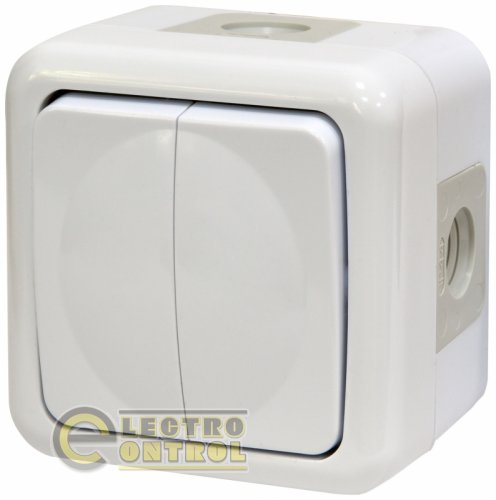 Вимикач ETI 4481017 2-клавішний PVE-2 IP44 10А 250V полікарбонат